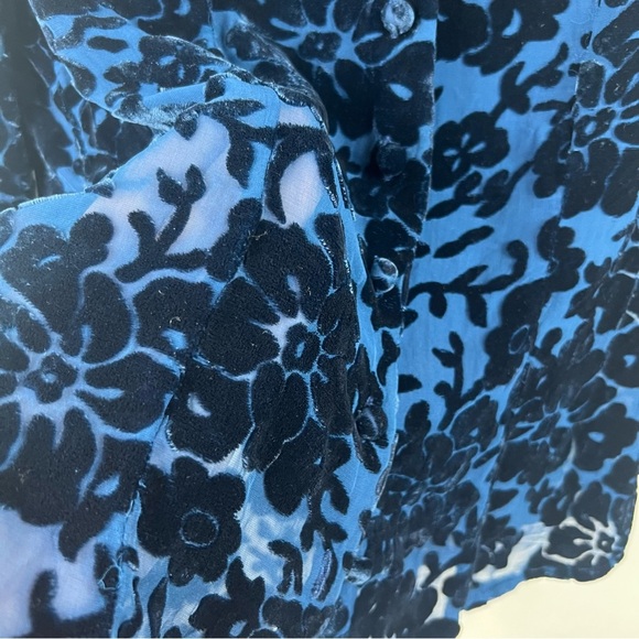 Vintage Ann Taylor Silk Burnout Velvet Button Down Shirt Top Dark Romantic 4 - Picture 3 of 13
